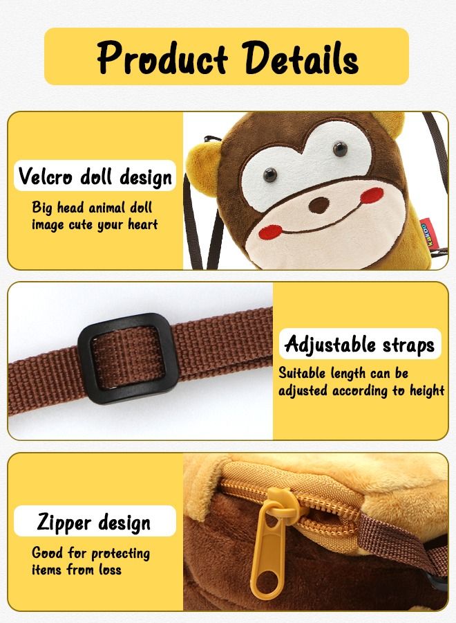 HomarKet Kids Crossbody Purse Cartoon Cute Monkey Shoulder Bag Handbag Little Girl's and Boy's Toddler Wallet Bag  - Image 3