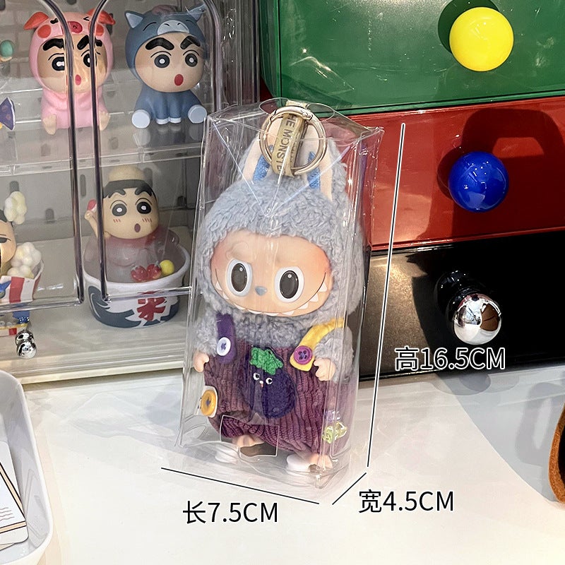 labubu Vinyl Protective Cover Cotton Doll Pain Bag Transparent Q Round Walking Baby Marubeni 10-15cm Dustproof Hanging Bag One bag of snap bag 