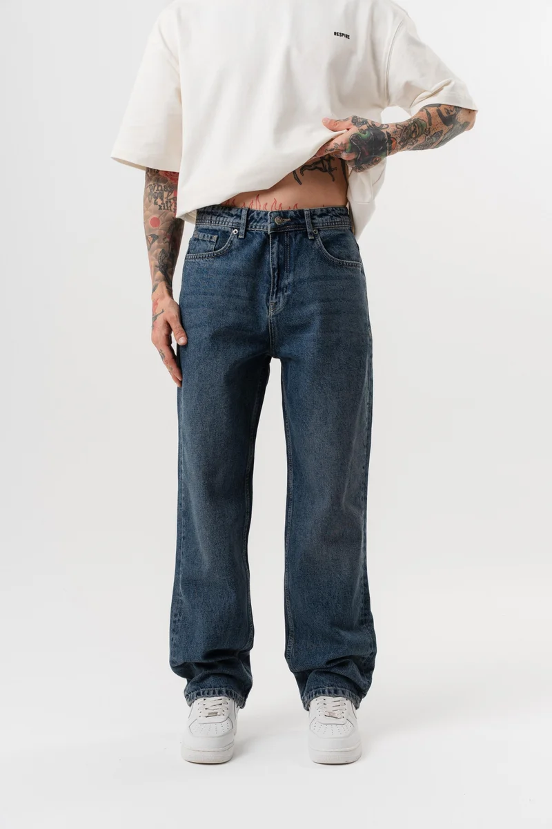 RESPIRE Men's Washed Baggy Pants Tint Light Blue