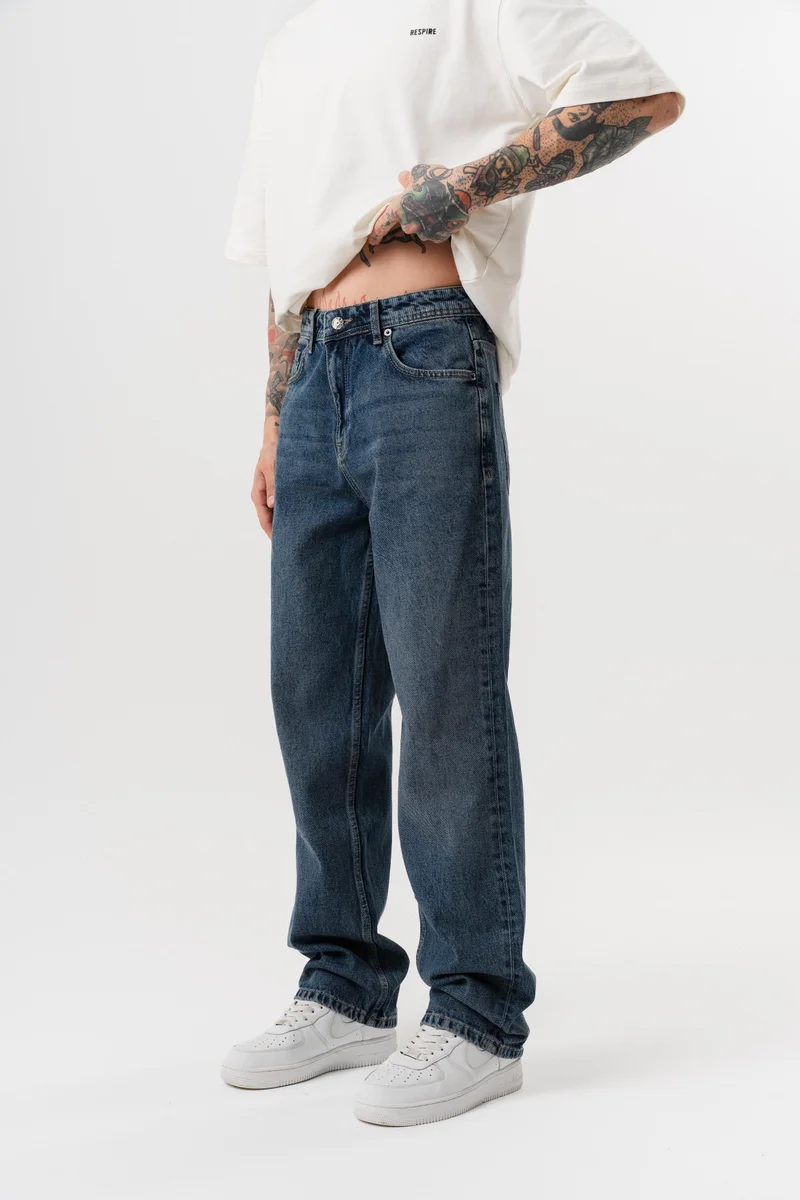 RESPIRE Men's Washed Baggy Pants Tint Light Blue