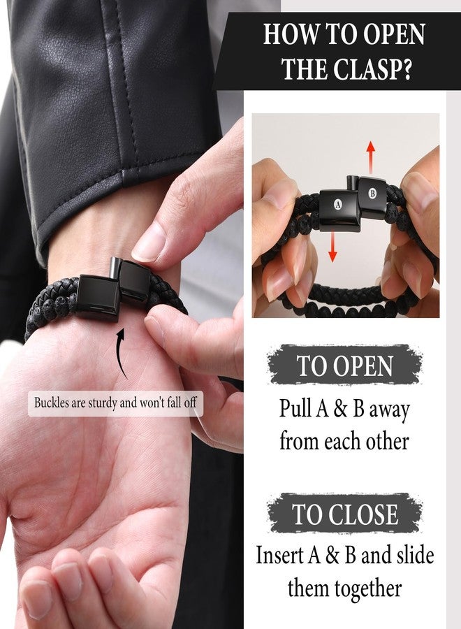 MEALGUET Men's Inspirational Bible Verse Bracelets Lava Rock Bead Bracelet Healing Balancing Braided Leather Wristband with Magnetic Clasp - Image 5