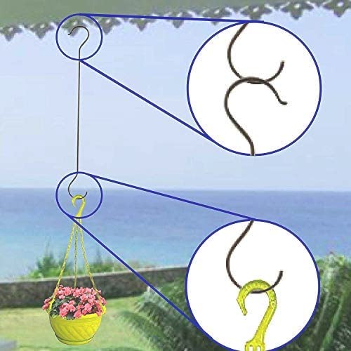 Bianco 16 inch Large Heavy Duty Long S Shaped Plant Hanging Hooks, Stainless Steel Large Size Outdoor Plant Hanging Hanger, for Bird Feeder, Tree Branch Hook, Outdoor Lights (Pack of 5, Black) - Image 5
