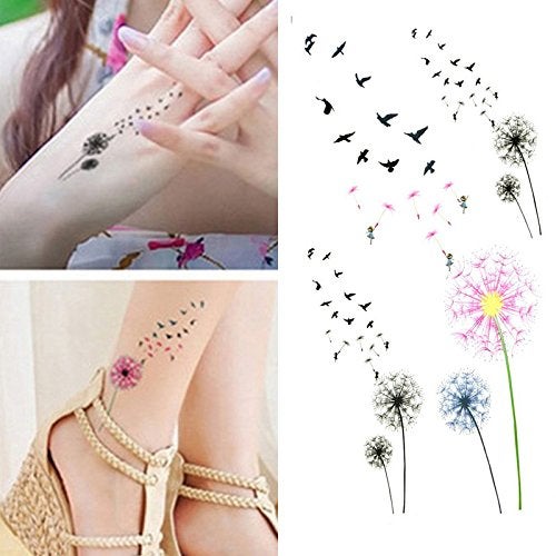 Small Cute Temporary Tattoo Dandelion Hand (Set of 2)