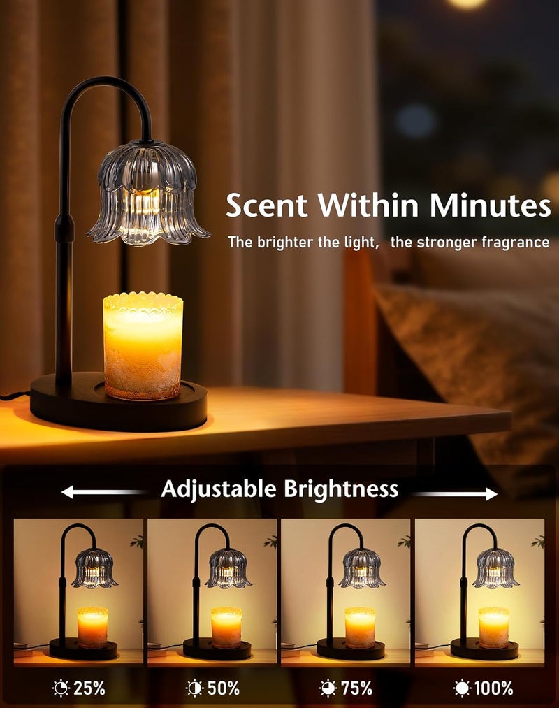 EVXFG Flower Candle Warmer Lamp with Timer - Lotus Light Electric Wickless Warming Height Adjustable Dimmable No Flame Heat Warm Melt Wax Scented Floral Table Lights Elegant Tulip Modern Home Decor - Image 4