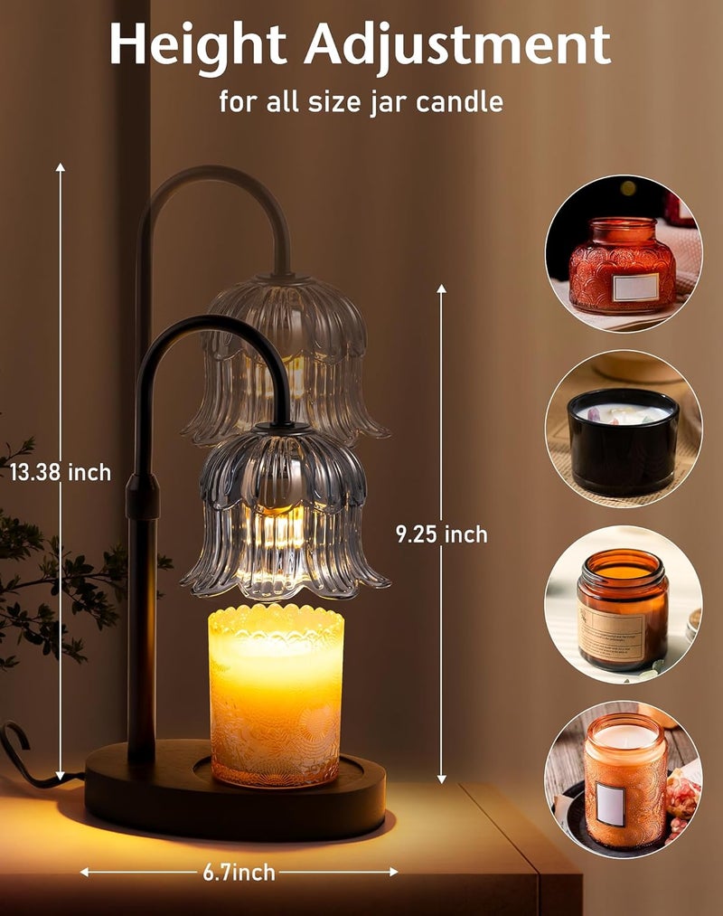 EVXFG Flower Candle Warmer Lamp with Timer - Lotus Light Electric Wickless Warming Height Adjustable Dimmable No Flame Heat Warm Melt Wax Scented Floral Table Lights Elegant Tulip Modern Home Decor - Image 2