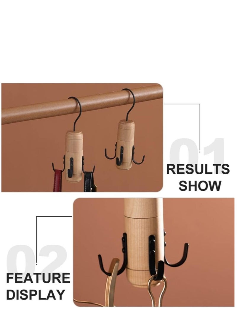 Rotatable Bag Hanger Belt Hanger Scarf Tie Rack Holder Hook Closet Organizer Wooden Rotating Kitchen Utensil Hanger Rack for Bags Shoes Jewelry Towel Hanging Decor Handbag Rack  - Image 5