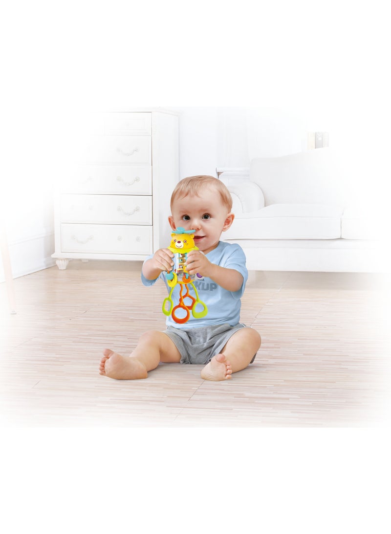 Hola Shake & Pull Busy Ball - Interactive Toy for Toddlers 6M+, Develops Fine Motor Skills, Hand-Eye Coordination, Sensory Perception with Bubble Popping, Bead Spinning, Pulling & Shaking Activities - Image 2