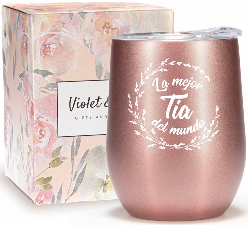 Violet & Gale Violet  Gale Tia Gifts in Spanish 12oz Tumbler Cup Wine Glass Regalos Para Tas Aunt Taza Coffee Mug