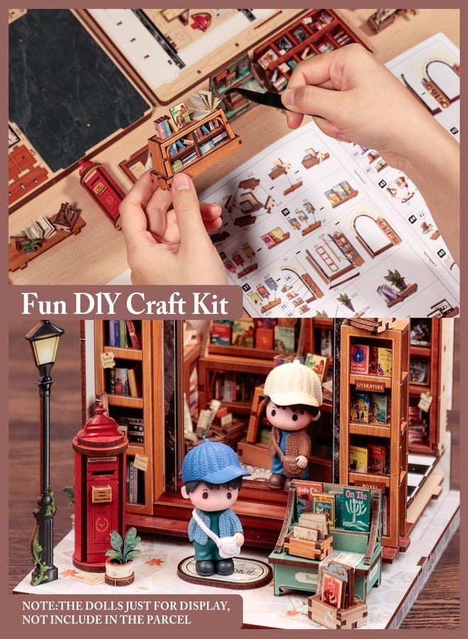 Cutefun Book Nook Kit - DIY Miniature House Kit - 3D Wooden Puzzle Mini House Kit with LED, Dollhouse Kit Bookshelf Insert Decor Creative Gifts for Teenagers and Adults (Jack's Bookery) - Image 4