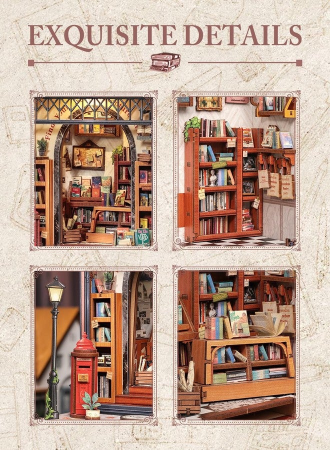 Cutefun Book Nook Kit - DIY Miniature House Kit - 3D Wooden Puzzle Mini House Kit with LED, Dollhouse Kit Bookshelf Insert Decor Creative Gifts for Teenagers and Adults (Jack's Bookery) - Image 5