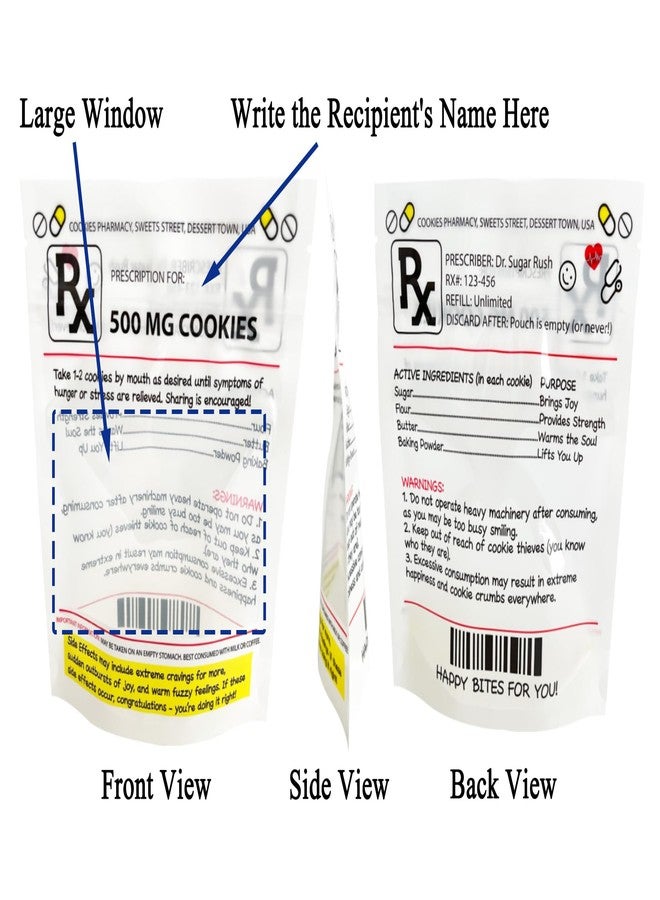 PHAWNGU Funny RX Prescription Cookie Bags (Empty – Nurse Gifts, Nurses Week Gifts, Doctor, Pharmacist, Technician, Nursing Student Gifts – PA Week, Nurse Graduation, Medical Party Favors (20 Pack - Image 3