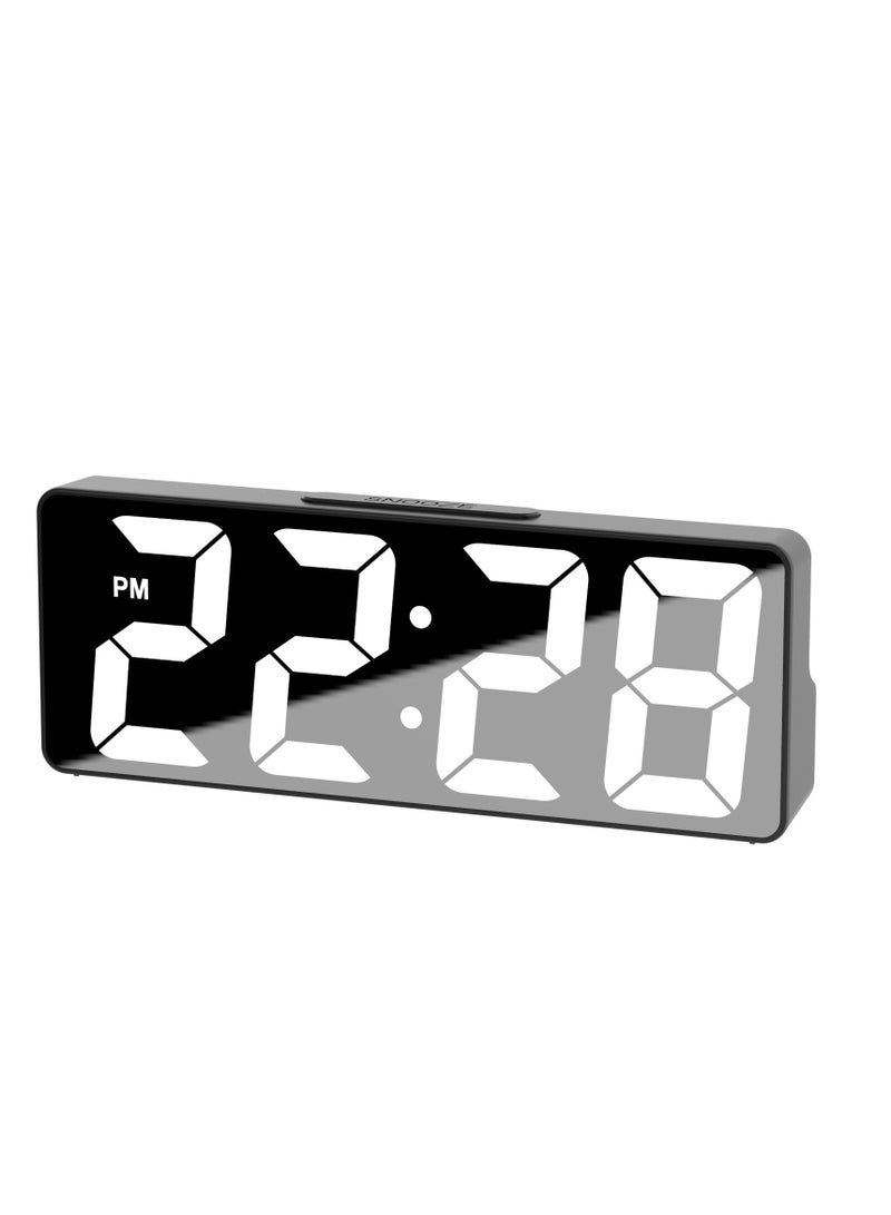 شيانغ مي ساعة منبه إلكترونية بمرآة LED وبطارية USB مزدوجة الاستخدام وساعة ذكية يتم التحكم فيها صوتيًا للطلاب، ساعة منبه رقمية لغرفة النوم، ساعات إلكترونية بمرآة LED، سطوع قابل للتعديل، ساعة منبه للأطفال، مكتب، طاولة، طاولة بجانب السرير - Image 1