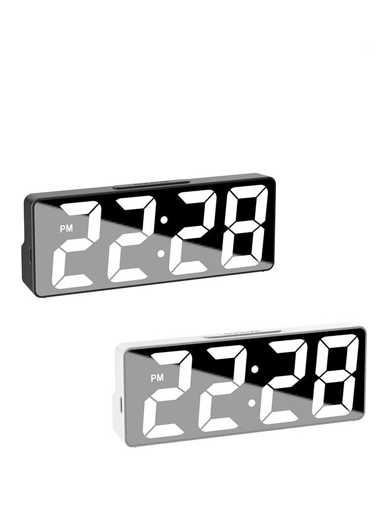 شيانغ مي ساعة منبه إلكترونية بمرآة LED وبطارية USB مزدوجة الاستخدام وساعة ذكية يتم التحكم فيها صوتيًا للطلاب، ساعة منبه رقمية لغرفة النوم، ساعات إلكترونية بمرآة LED، سطوع قابل للتعديل، ساعة منبه للأطفال، مكتب، طاولة، طاولة بجانب السرير - Image 2