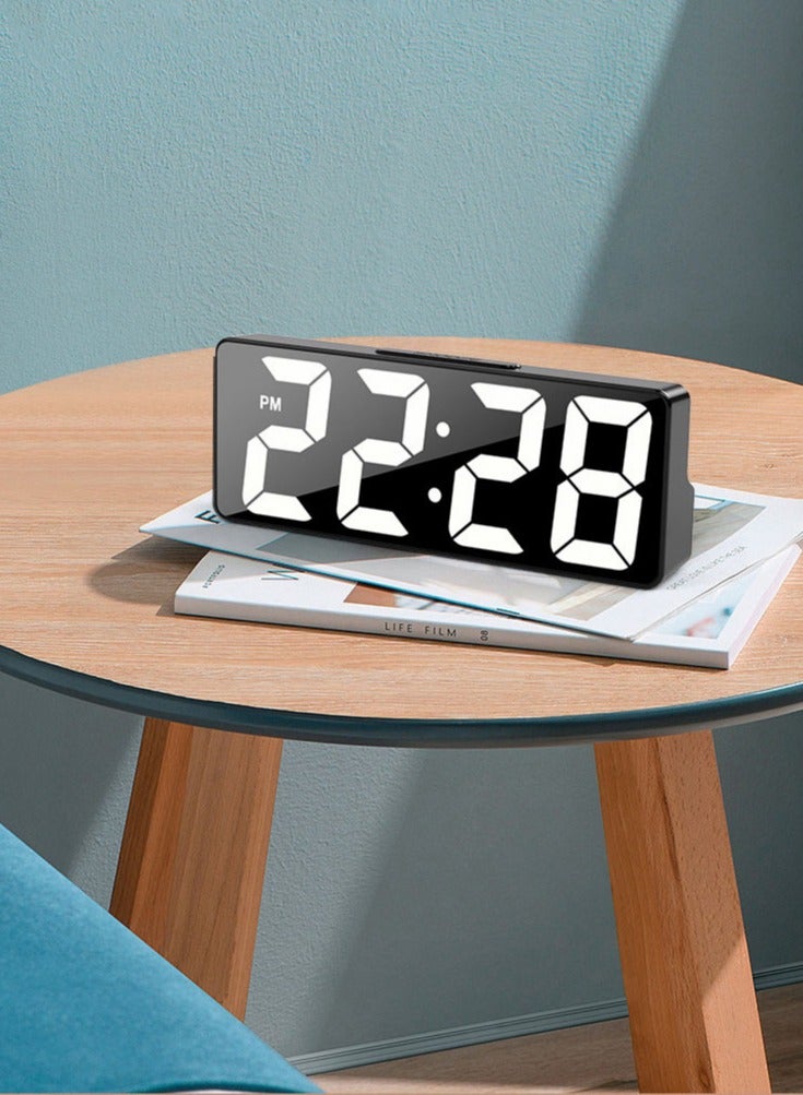 شيانغ مي ساعة منبه إلكترونية بمرآة LED وبطارية USB مزدوجة الاستخدام وساعة ذكية يتم التحكم فيها صوتيًا للطلاب، ساعة منبه رقمية لغرفة النوم، ساعات إلكترونية بمرآة LED، سطوع قابل للتعديل، ساعة منبه للأطفال، مكتب، طاولة، طاولة بجانب السرير - Image 3