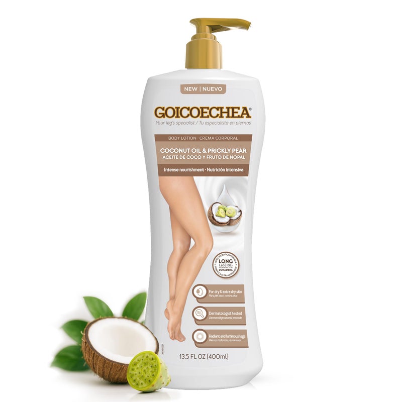 Goicoechea Intense Nourishment Body Lotion with Coconut Oil & Prickly Pear | Womens Lotion for Dry Skin, Body Cream and Moisturizer for Dry Skin, Varicose Veins Cream for Legs, 13.5 fl oz, 1-Pack - Image 1