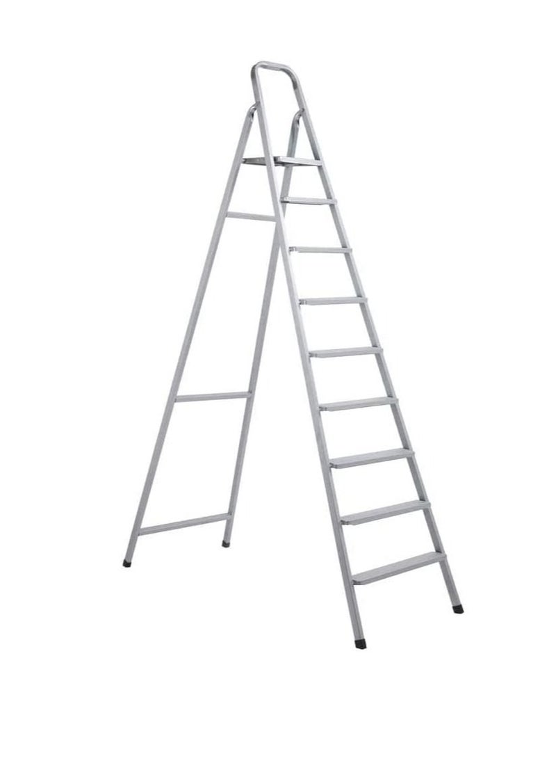 ROBUSTLINE Robustline Heavy Duty Steel Ladder, Ultra Stable Folding Ladder. (9 Step, Silver)  - Image 1