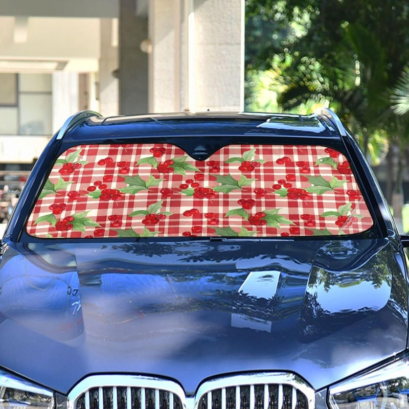 Cute Cherry Car Windshield Sun Shade for Women Foldable Front Windshield Sunshade for Car Truck SUV - Auto Sun Visor Protector Blocks UV Rays Keeps Your Vehicle Cool, 57" x 31.5" - Image 4