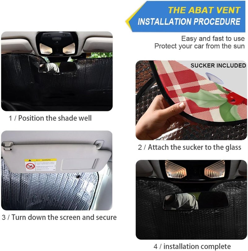 Cute Cherry Car Windshield Sun Shade for Women Foldable Front Windshield Sunshade for Car Truck SUV - Auto Sun Visor Protector Blocks UV Rays Keeps Your Vehicle Cool, 57" x 31.5" - Image 2