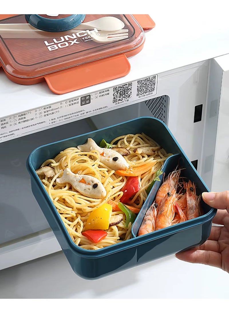 تويسو صندوق غداء بينتو بتصميم كاميرا للأطفال من Twisoo، سعة 1000 مل، مقاوم للتسرب، خالي من مادة BPA، مقصورتان، مع ملعقة وشوكة، قفل بمشبك، بئر مقاوم للانسكاب، مزلاج سهل الفتح (بني) - Image 3