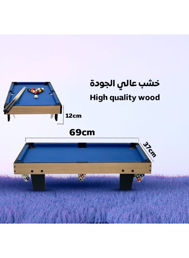 البدر طاولة بلياردو 3 قدم مع مجموعة ملحقات كاملة، طاولة بلياردو صغيرة للأطفال والكبار، لعبة بلياردو منزلية خشبية مع عصي بلياردو و16 كرة ومثلث ترتيب وطباشير وفرشاة، طاولة ألعاب لغرف الألعاب والترفيه العائلي - Image 5