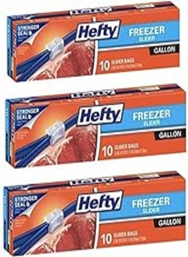 Hefty Slider Gallon Freezer Bags 10 Count (Pack of 3)