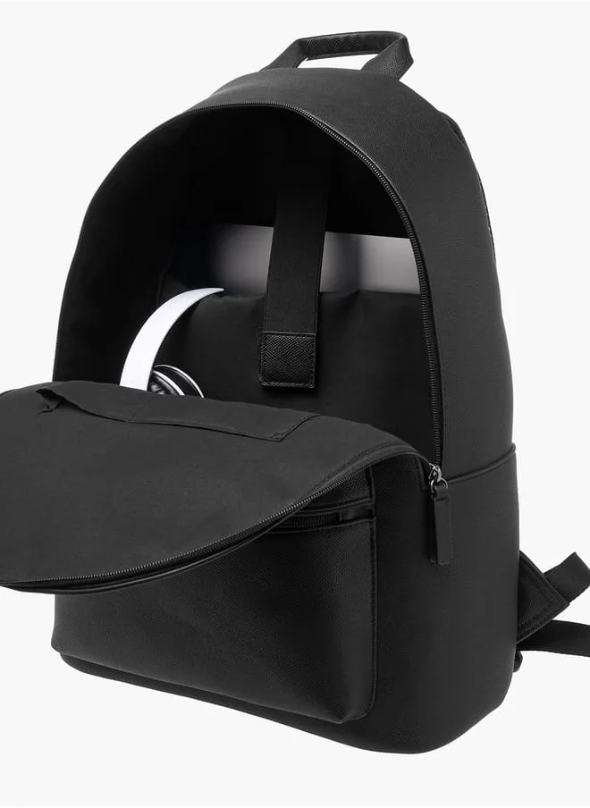 LBL by Shoexpress Men Textured Backpack with Adjustable Straps and Zip Closure - 14x32x44 cm