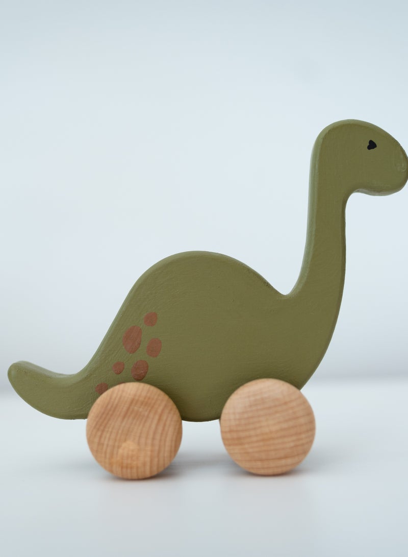 بيرتش آند باغز ألعاب الحيوانات الدوارة - لعبة دينو الخشبية دينو، ألعاب خشبية طبيعية، ألعاب سحب خشبية للأطفال الصغار - Image 1