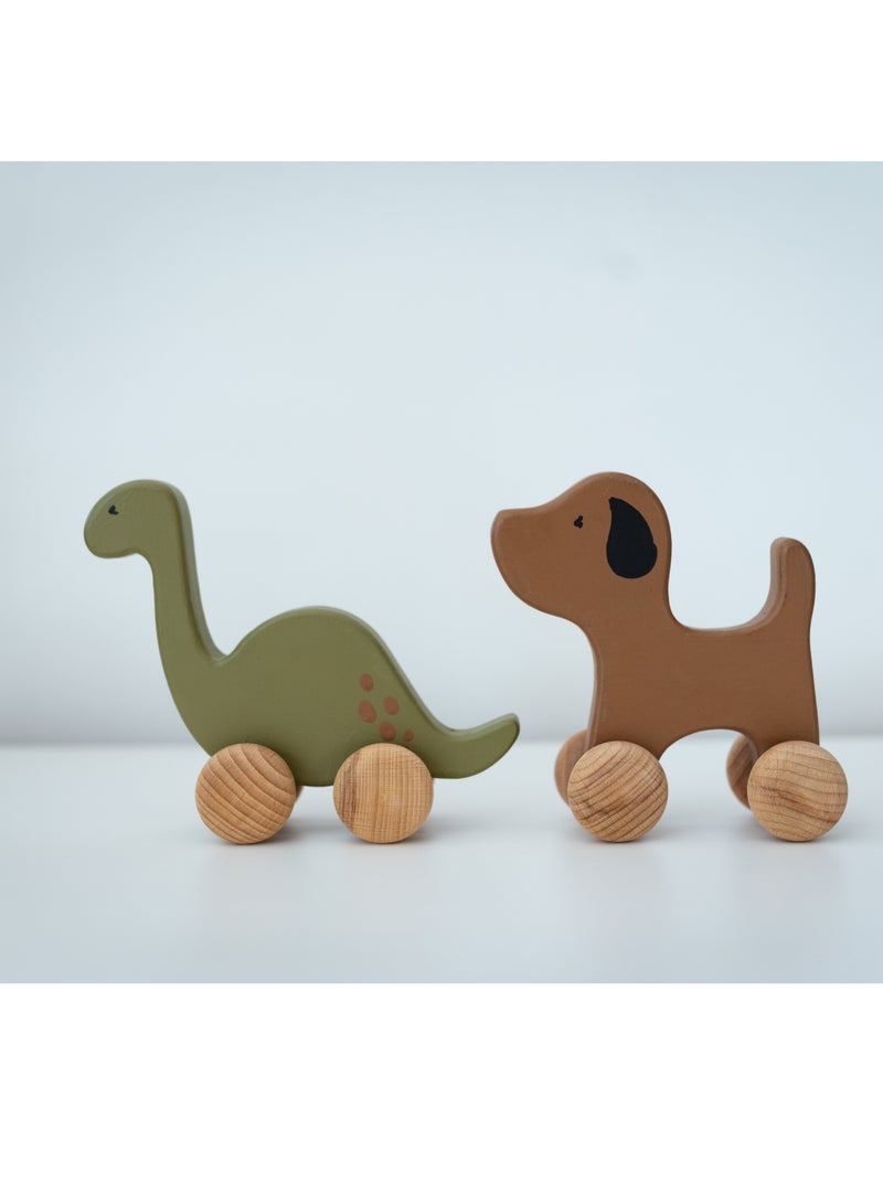بيرتش آند باغز ألعاب الحيوانات الدوارة - لعبة دينو الخشبية دينو، ألعاب خشبية طبيعية، ألعاب سحب خشبية للأطفال الصغار - Image 4