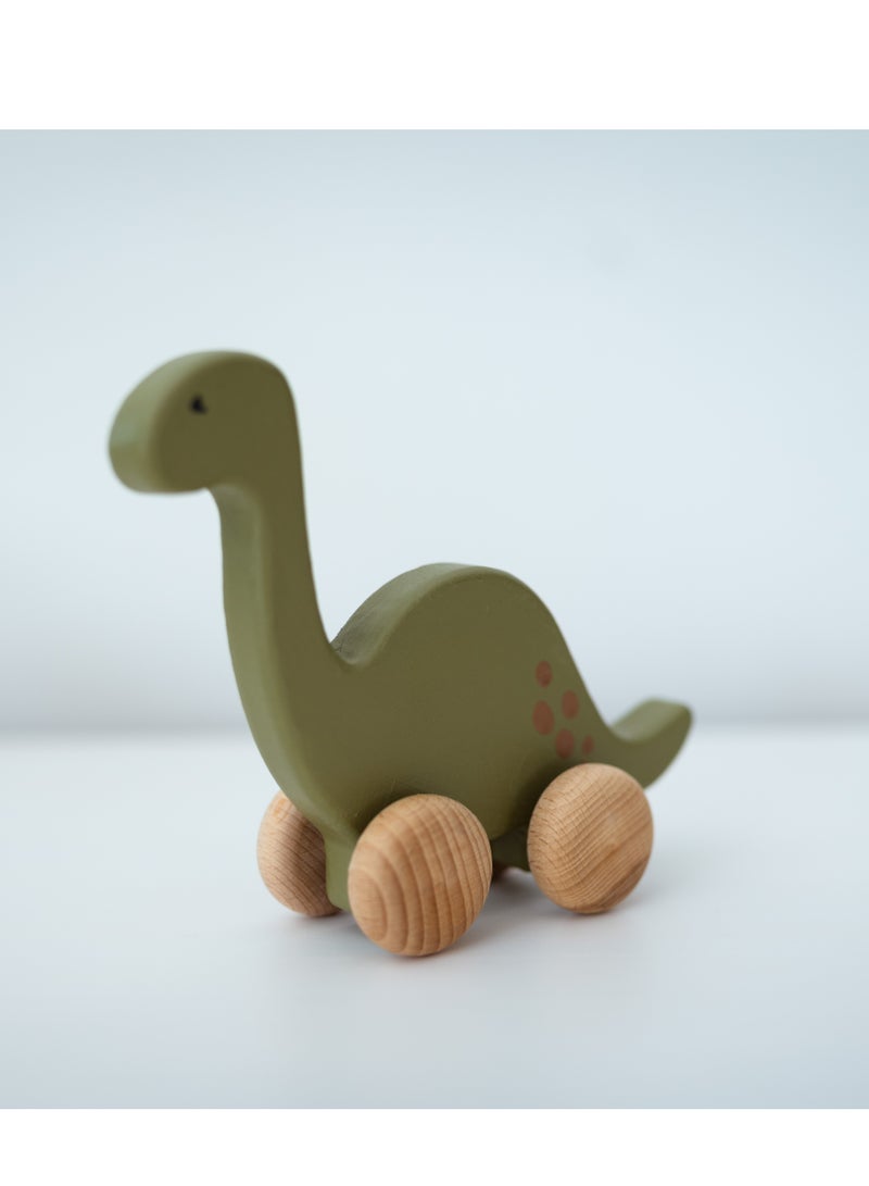 بيرتش آند باغز ألعاب الحيوانات الدوارة - لعبة دينو الخشبية دينو، ألعاب خشبية طبيعية، ألعاب سحب خشبية للأطفال الصغار - Image 3
