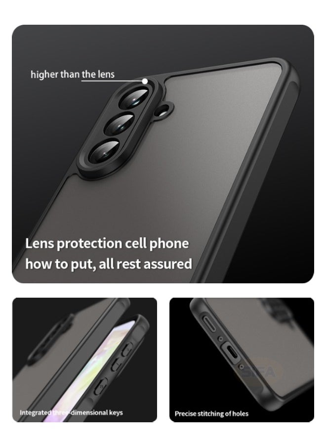 ماركة غير محددة - جراب Samsung Galaxy A56 مع واقي شاشة زجاجي مقوى عالي الدقة، جراب مقاوم للصدمات والسقوط بأربع زوايا، جراب هاتف نحيف صديق للبشرة لهاتف Samsung A56 5G مقاس 6.7 بوصة (أسود، عبوة من 1+1) - Image 1