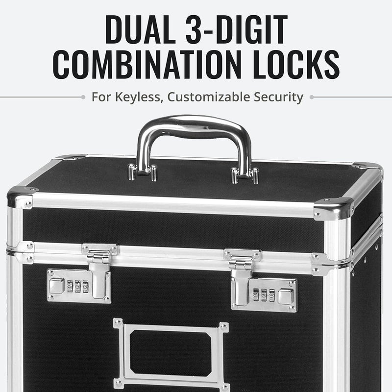 Vaultz Locking File Organizer Box - Large Portable Storage for Documents with Combination Lock, Black - Image 5