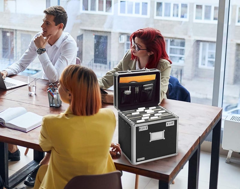 Vaultz Locking File Organizer Box - Large Portable Storage for Documents with Combination Lock, Black - Image 2