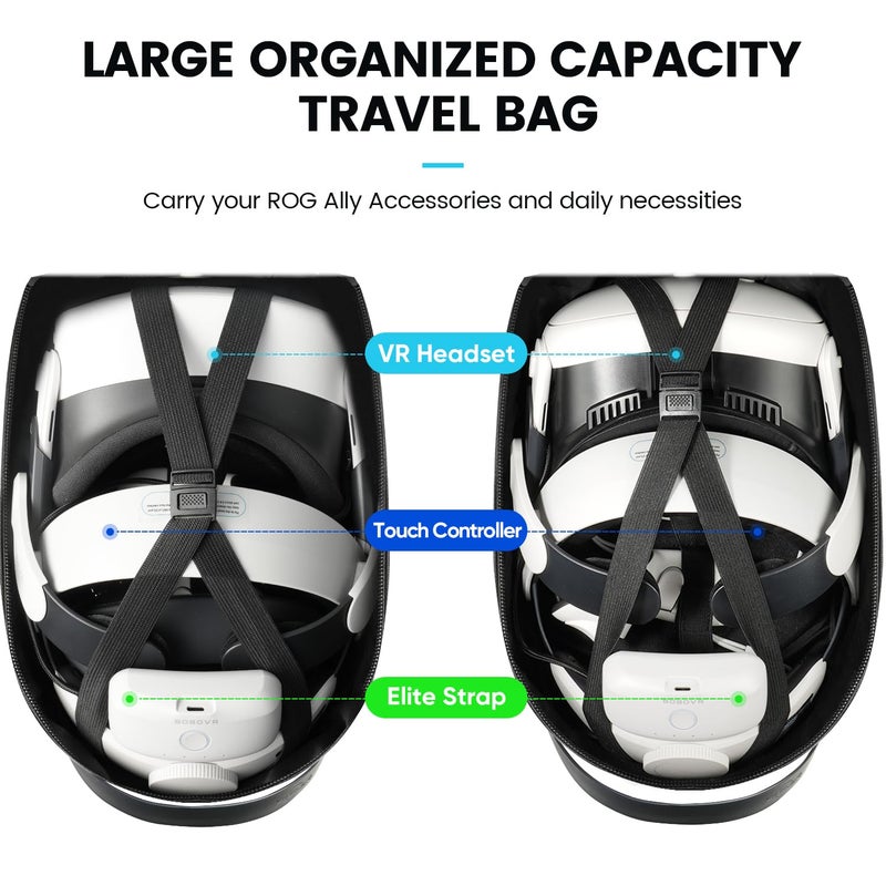 SARLAR SARLAR Travel Carrying Case for Oculus Meta Quest 3S/Quest 3/Quest 2 VR Headset and Controller Accessories, Large Space Hard Case Fits BOBOVR/Kiwi Design Battery Head Strap, Crossbody Sling Bag  - Image 4