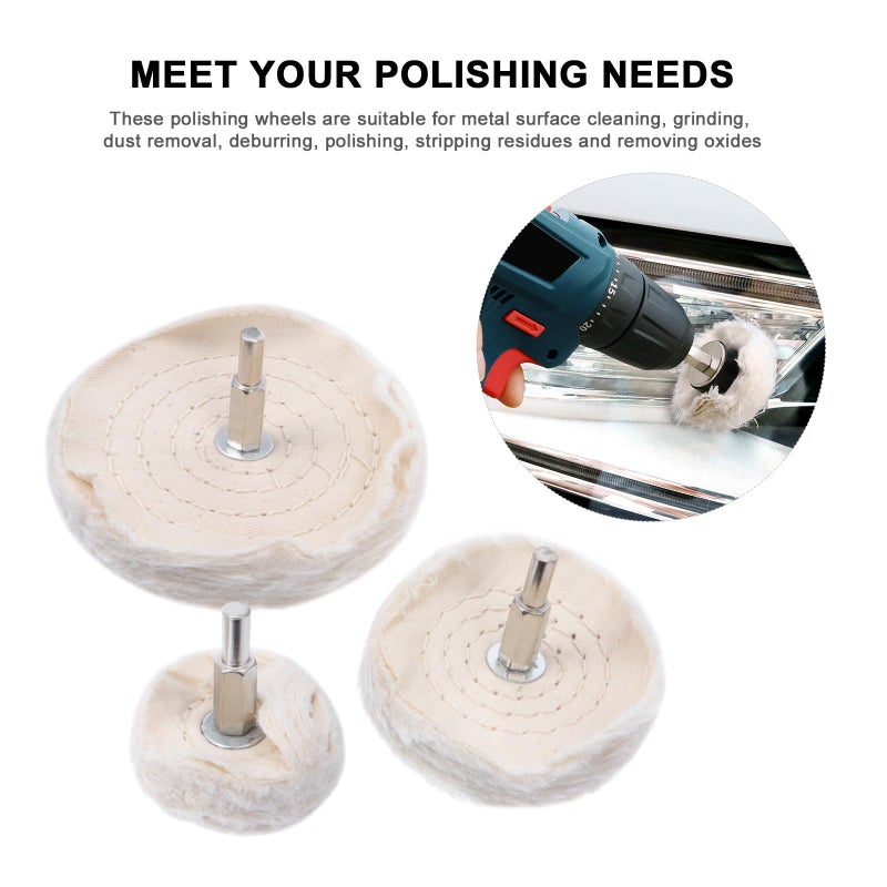 3Pcs Buffing Wheel Pad Set with Handle 50mm 75mm 100mm for Car Polisher Equipment - Image 5