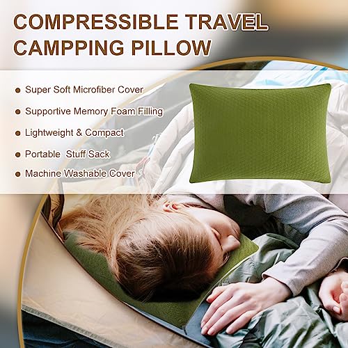 Ivellow Memory Foam Travel Pillow Compressible Camping Pillow for Sleeping Shredded Memory Foam Pillow Compact Firm Supportive Small Pillow for Adults Kids Outdoor Backpacking Hiking Essential Gear-M - Image 2