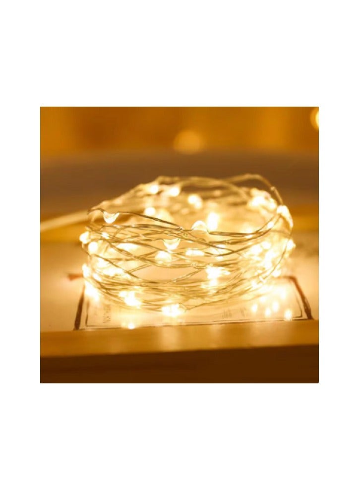 أضواء ديكورية   LED لعيد الميلاد وحفلات الزفاف في ديوالي (ضوء أبيض دافئ  سلسلة أضواء LED خيالية لعيد الميلاد لتزيين حفلات الزفاف 2 متر  - Image 1