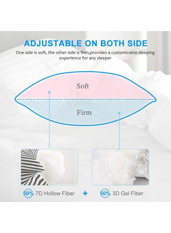 EIUE Bed Pillows for Sleeping 2 Pack Queen Size，Super Soft Down Alternative Microfiber Filled Pillows,Pillows for Side and Back Sleepers,20 x 30 Inches,Striped White Grey - Image 3