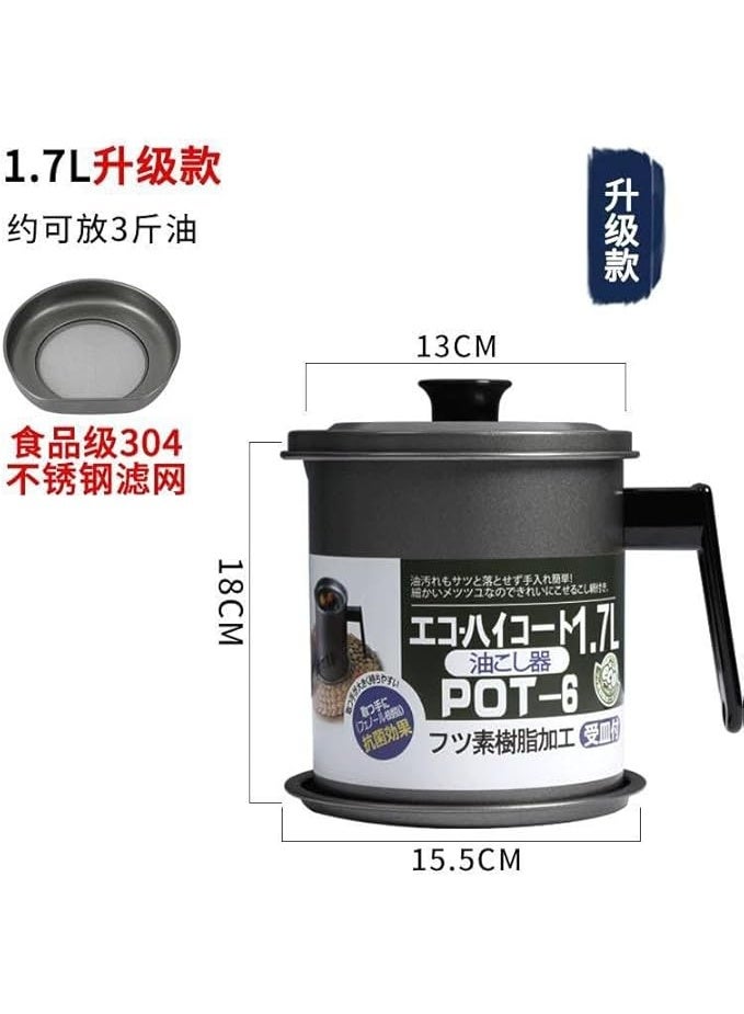 Kitchen Oil Strainer Pot with Filter, 1.7L Stainless Steel Oil Dispenser, Storage Container with Fine Mesh Strainer, Perfect for Frying Oil and Cooking Grease, Available in Prime Shop  - Image 3
