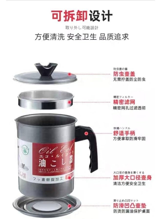 Kitchen Oil Strainer Pot with Filter, 1.7L Stainless Steel Oil Dispenser, Storage Container with Fine Mesh Strainer, Perfect for Frying Oil and Cooking Grease, Available in Prime Shop  - Image 5
