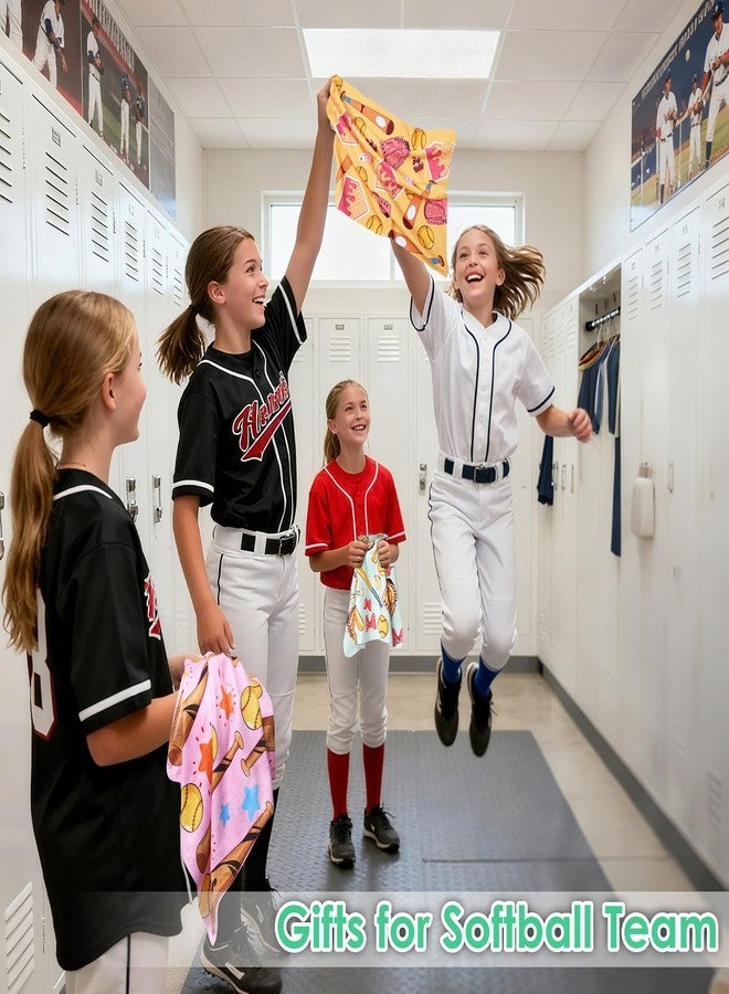 Retrora 6 Pcs Softball Towel 15 x 17 Inch Absorbent Fast Drying Towels for Girls Women Sweat Funny Softball Gifts for Team Girls Hand Towel with Clip - Image 2