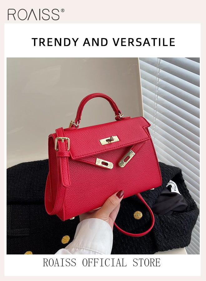 roaiss Retro Handle Satchel with Detachable Strap for Women Casual Shoulder Kelly Bag Ladies Crossbody Bags with Lock Closure  - Image 3