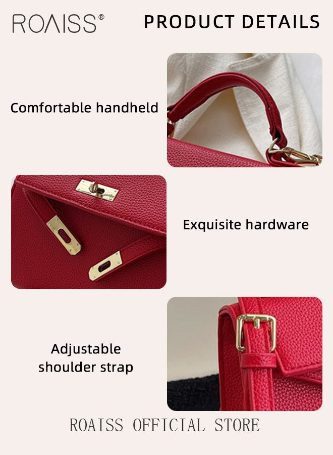 roaiss Retro Handle Satchel with Detachable Strap for Women Casual Shoulder Kelly Bag Ladies Crossbody Bags with Lock Closure  - Image 5
