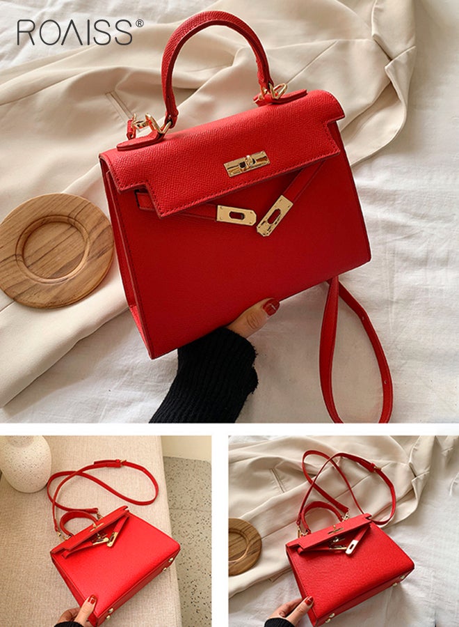 roaiss Retro Handle Satchel with Detachable Strap for Women Casual Shoulder Kelly Bag Ladies Crossbody Bags with Lock Closure  - Image 4