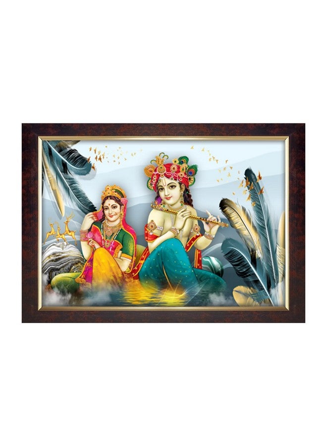 Dharvika Innovations Dharvika Innovations Radha Krishna Photo Frame Big Size Home Decoration with Sparkle Coated Lamination (14x20 Inch) - 20498 - Image 1