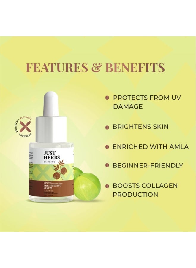 Just Herbs Amla Vitamin C Face Serum For Glowing Skin & Brightening,Reduce Dark Spots - Suitable for All Skin Types Men & Women - 30ml  - Image 2