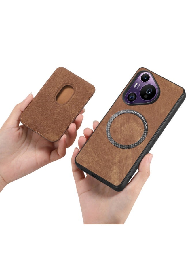 For Huawei Pura 70 Retro Leather Card Bag Magnetic Phone Case(Brown)  - Image 4