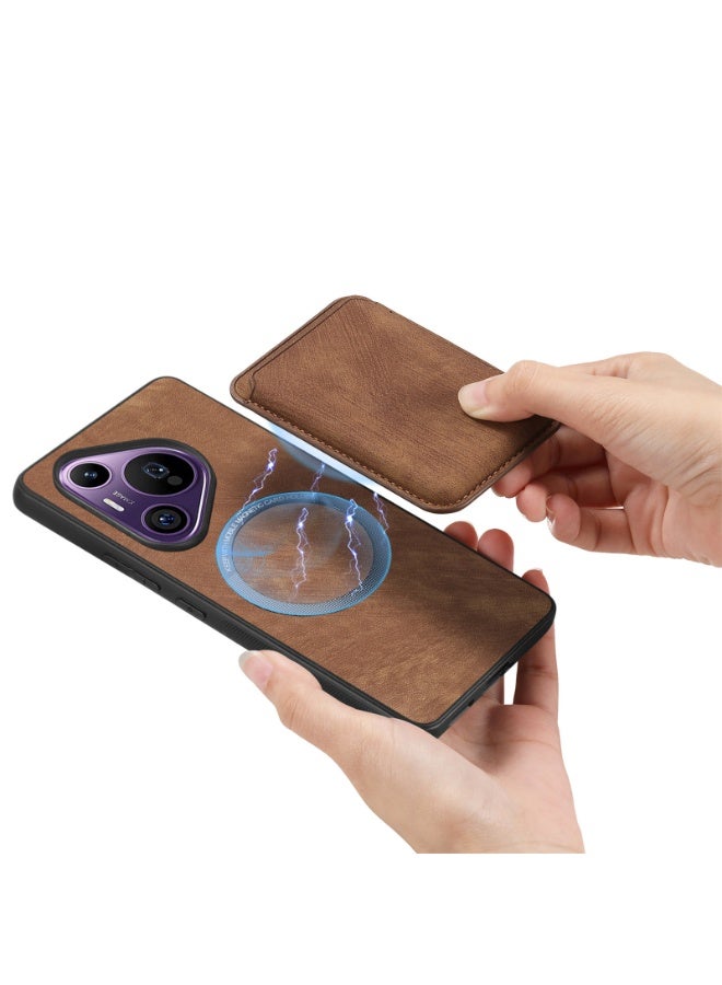 For Huawei Pura 70 Retro Leather Card Bag Magnetic Phone Case(Brown)  - Image 5