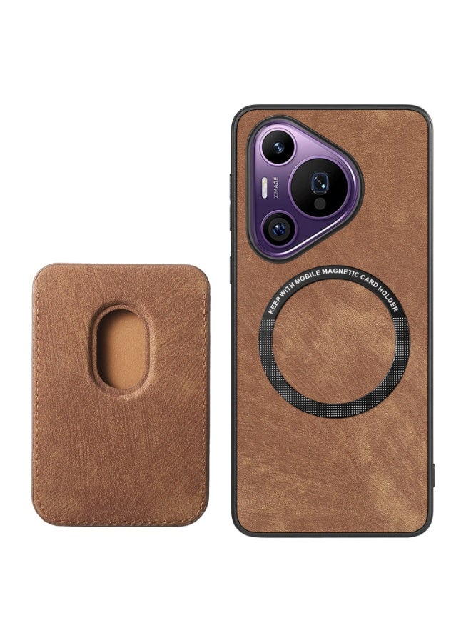 For Huawei Pura 70 Retro Leather Card Bag Magnetic Phone Case(Brown)  - Image 3
