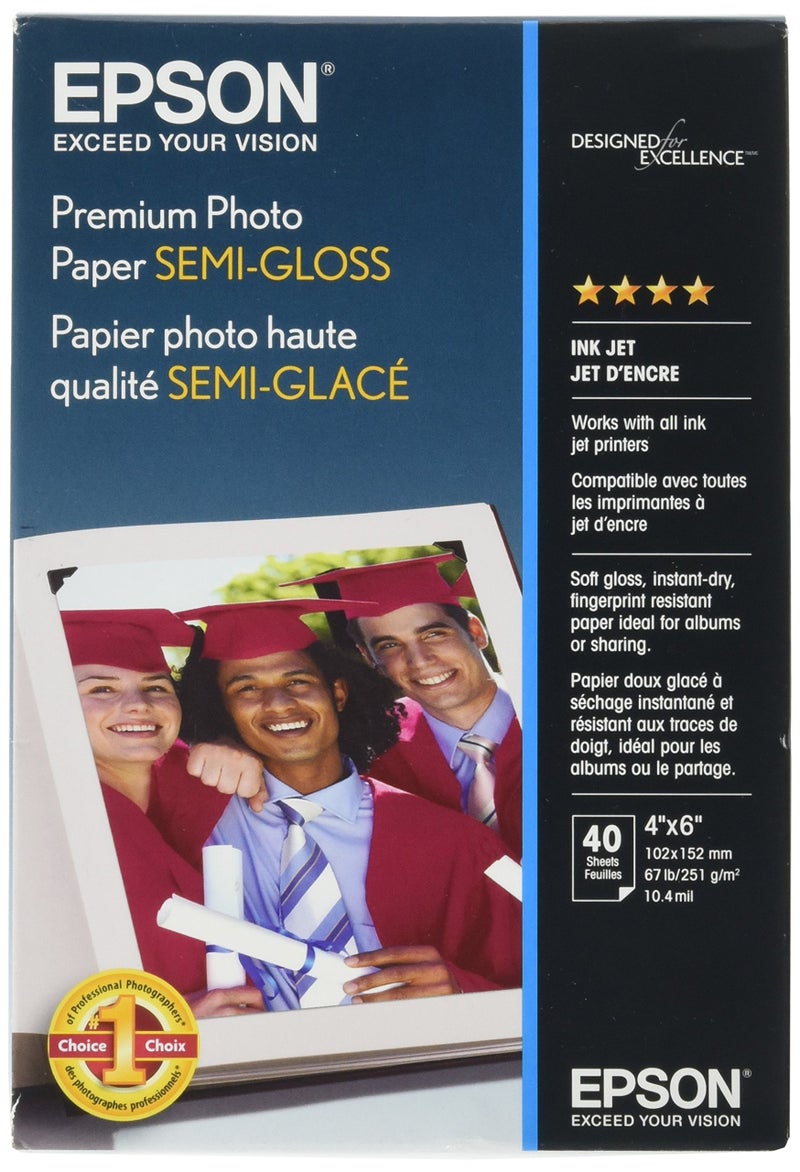 Epson Premium Photo Paper Semi-Gloss (4X6 Inches, 40 Sheets) (S041982) - Image 1