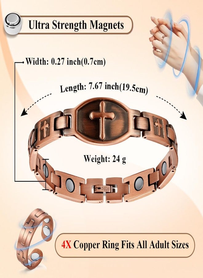 Vicmag Copper Magnetic Bracelet for Women 99.9% Solid Pure Copper Strong Magnets Jewelry Gift Adjustable Length - Image 4